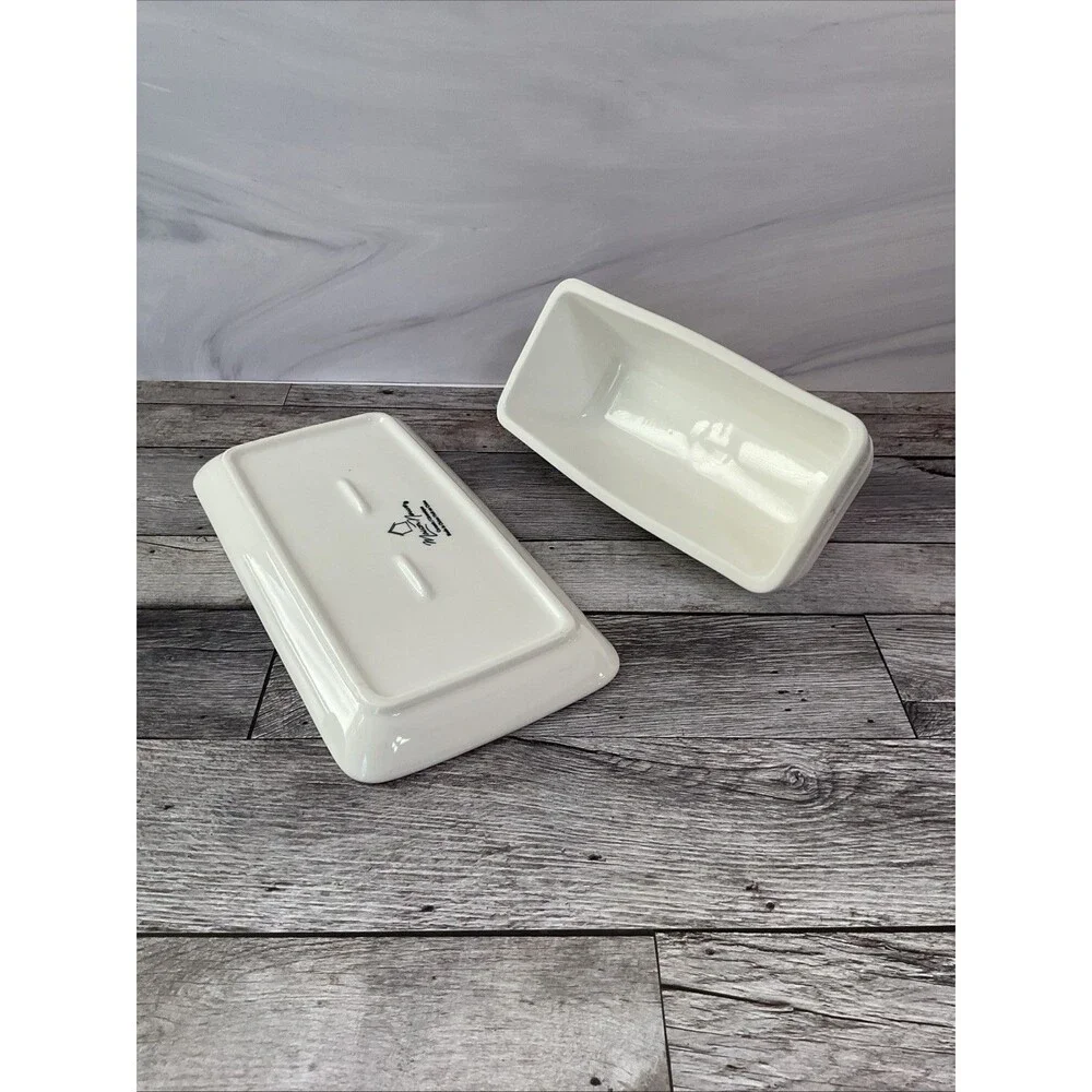 Maison Neuve Ceramic White Butter Dish w/Lid 8 3/8